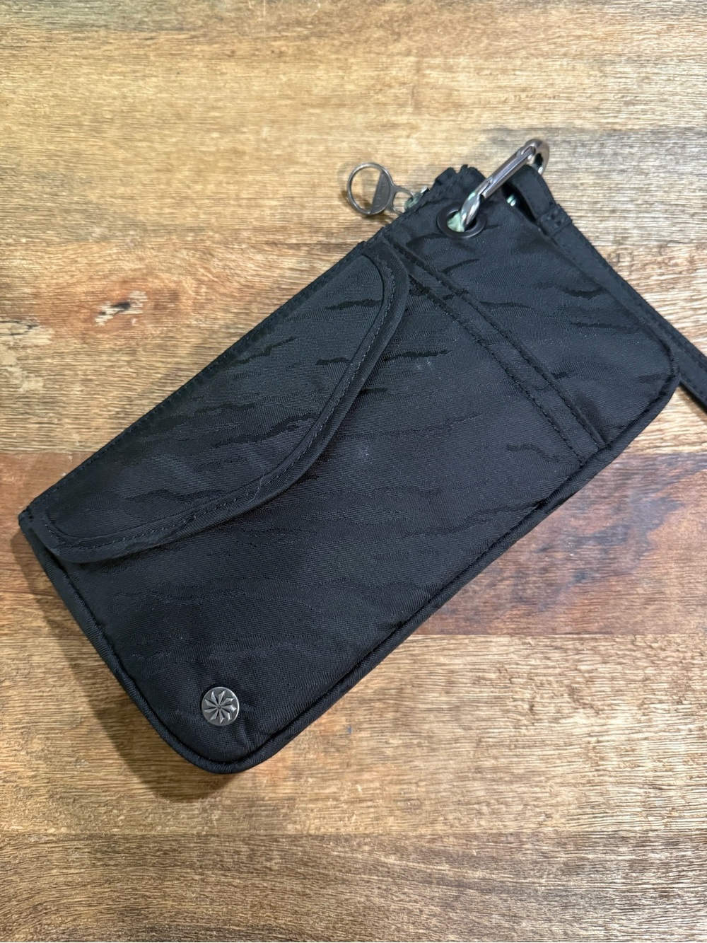 Athleta Black Nylon Wristlet Phone Pouch with Clip